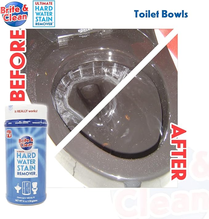 Brite & Clean® (Bright & Clean) Ultimate Hard Water Stain Remover® for Glass, Shower Doors & Windows – Removes Mineral Deposits from Granite, Porcelain, Tile, Stainless Steel & Chrome