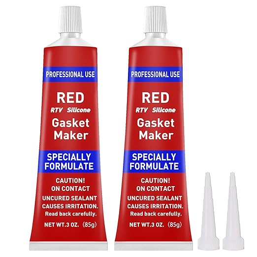 RTV Silicone Gasket Maker, High Temp Silicone Resist Oil, Anti-Freeze RTV Silicone Sealant for Engines, Gearboxes, Pumps, Superchargers (Red, 170g)