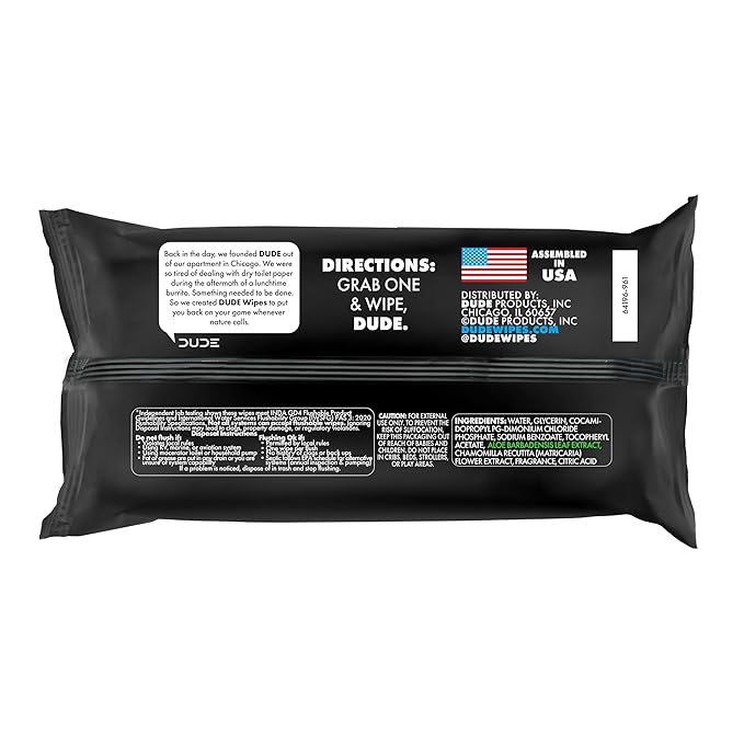 DUDE Wipes Poopsicle Flushable Wipes - Ice Pop Scented Extra-Large Adult Wet Wipes - 3 Pack (144 Count) - Infused with Vitamin E and Aloe - Septic and Sewer Safe