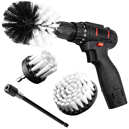 Drill Brush Attachment Kit, 3-Piece Cleaning Set for Bathtubs, Showers, Tiles, Carpets, and More