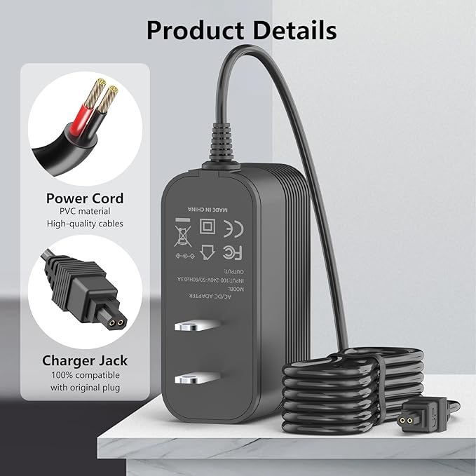 Charger for Shark V2945Z / V2950 Floor Carpet Sweeper Replacement for Shark Sweeper P/N YLS0041-T110025 Charger Adapter