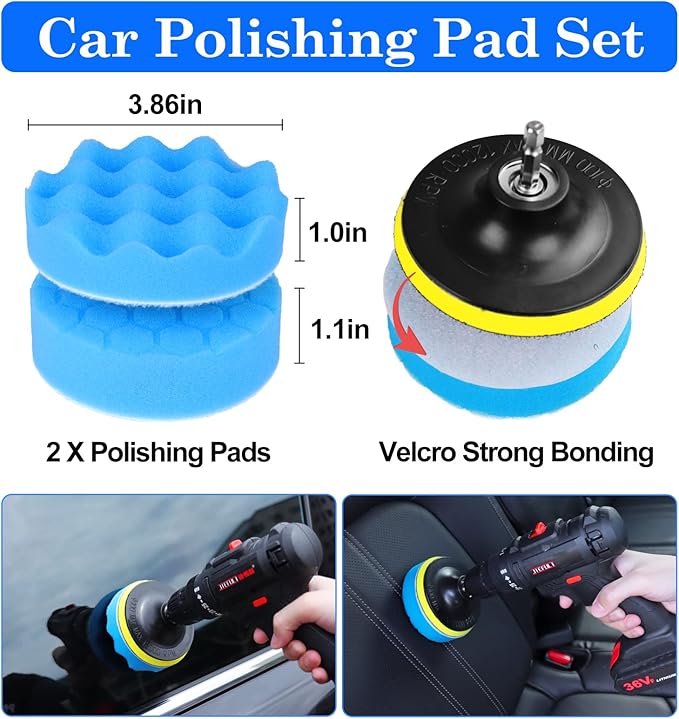 26Pcs Auto Cleaning Brush Set - Interior/exterior, Wheels Drill Brushes, Buffing Sponge Pads