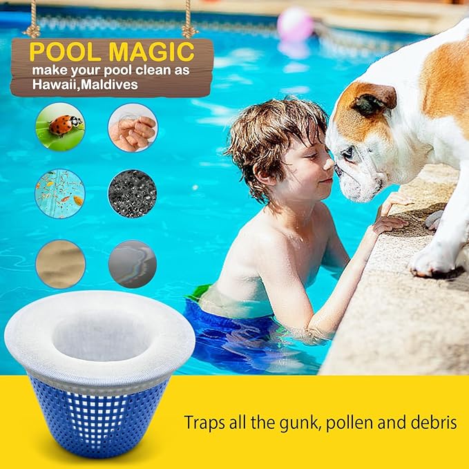 50 Pack Pool Filter Socks for Pool Skimmer, Pool Skimmer Socks for Inground Pool Or Above Ground Pool Filter, Ultra Fine Mesh Screen Liner Skimmer Basket Scum Sock Saver, Debris Leaves Catcher