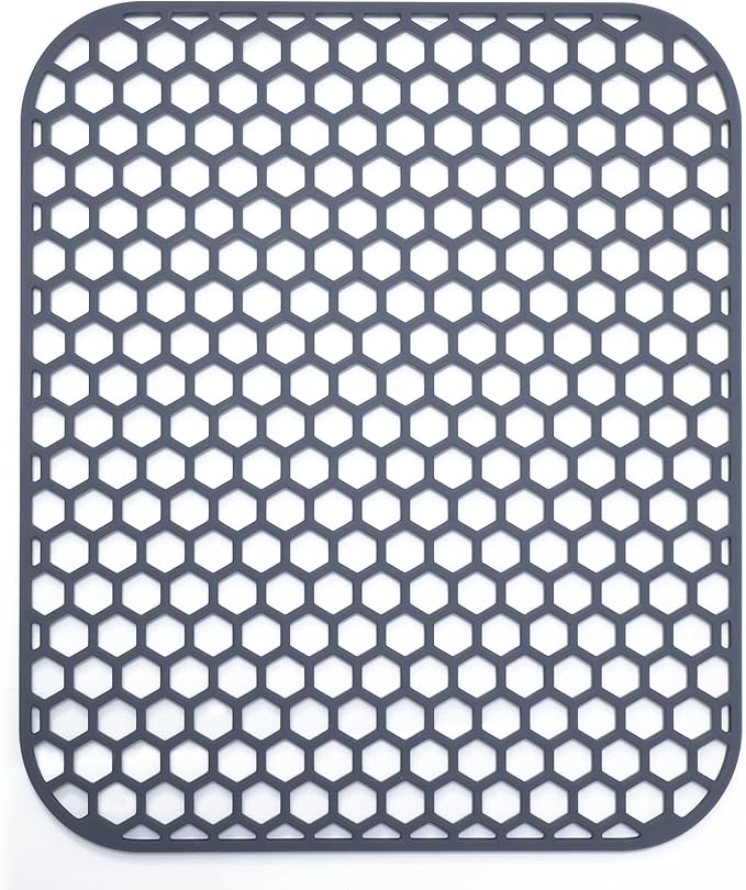 Silicone Kitchen Sink Protector Mat 13.7"x 11.7" - Kitchen Sink Grid Accessory, Non-Slip Heat Resistant Grid Dry Mat for Bottom of Porcelain Stainless Steel, Dishwasher Safe