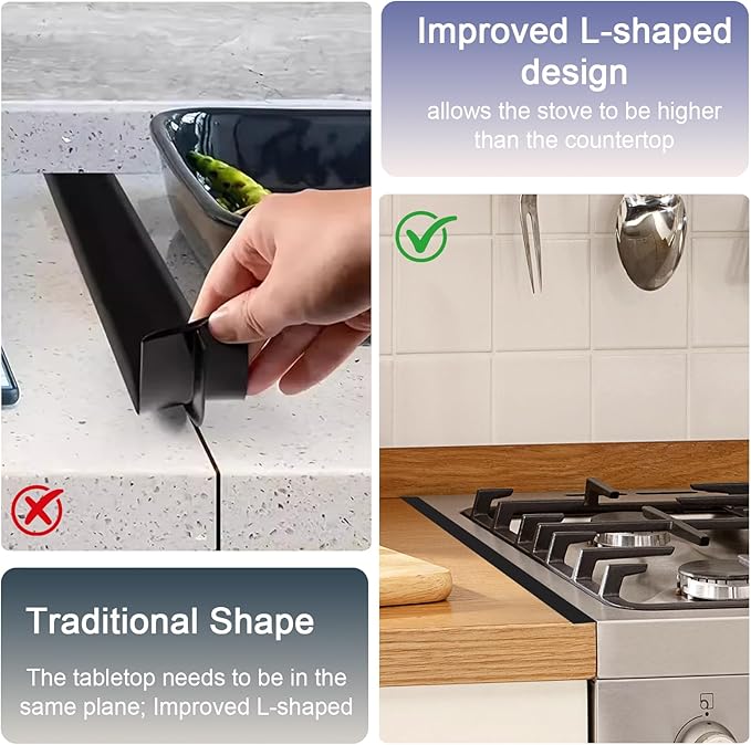 Stove Gap Covers Stainless Steel, Retractable Stove & Counter Gap Filler (13.8''–27.5''), Width 1'', Heat Resistant Metal Guard Between Stove and Countertop, Black