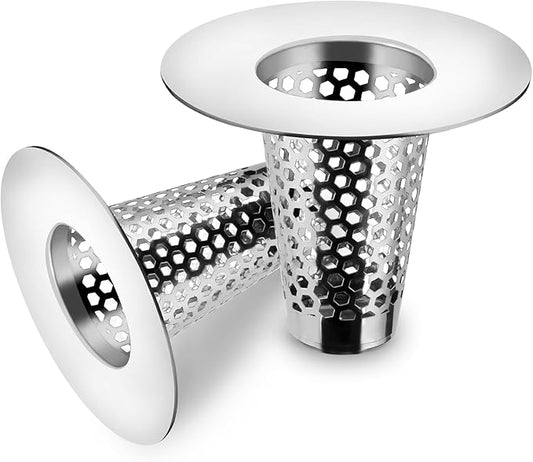 2PCS Bathroom Sink Drain Strainers, 1" Small Conical Premium Stainless Steel Porous Hair Catcher, Drainer Filter, Fit for 1.20"-1.60", Depth Than 1.60" Drain Hole