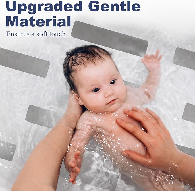 28 PCS Shower Floor Non Slip Stickers with Strong Adhesive, Invisible & Durable Anti Slip Shower Stickers with Scraper for Bath Tub, Pools and Stairs(Grey,Wide Rectangle)