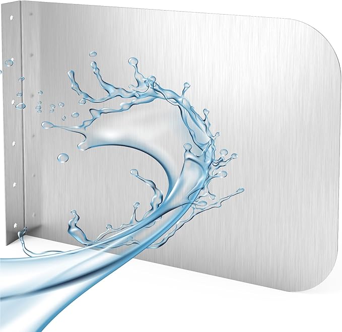 Stainless Steel Side Splash Guard - 17" x 12" Wall Mount Splash Guard with Screws,Splash Sink Splash Protector for Kitchen Restaurant,Splash Guard for Bathroom Sink Side Splash,Sink Basin Safe Guard