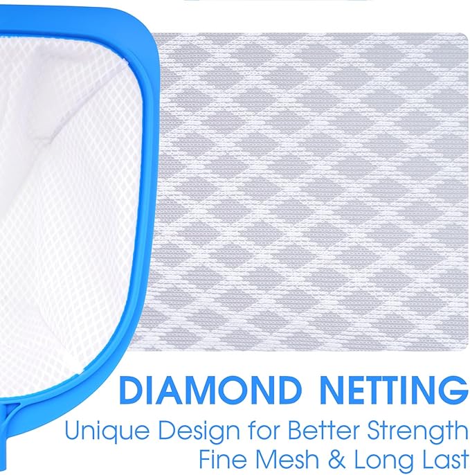 TidyMister 62'' Long Hot Tub Skimmer for Spa, Handy Pool Skimmer Net with Ultra Fine Diamond Netting Mesh for Small Pools, Hanging Hole Easy to Store