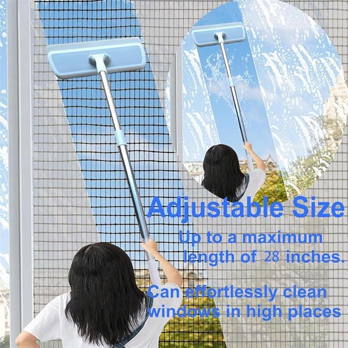 2-in-1 Window Screen Cleaning Brush, Double-Sided Mesh Cleaner Tool for Screens, Patio, Porch, Door and Window, Dry & Wet Use, Small Handheld Screen Brush for Dust and Grime (White & Gray)