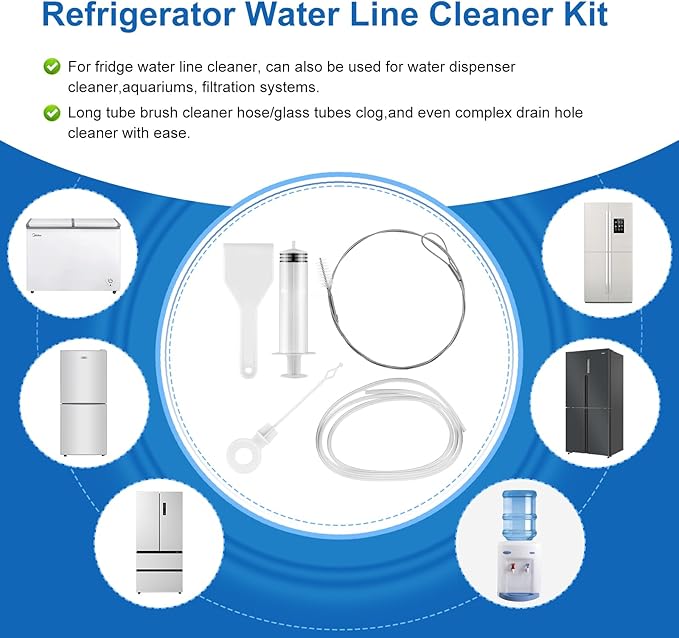 10 Pcs Refrigerator Drain Cleaning Tool Kit Long Tube Brush Cleaner, Fridge Waterline Buddy For Refrigerator, Water Line Cleaner, Reusable Fridge Water Line Kit for Refrigerator Drain Holes