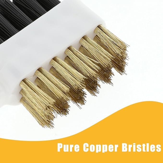 Brass Wire Scrub Brushes - Deep Gas Stove & Cooktop Scraper for Grease, Grime & Rust - Hard Bristle Crevice Brush for Pot & Pan