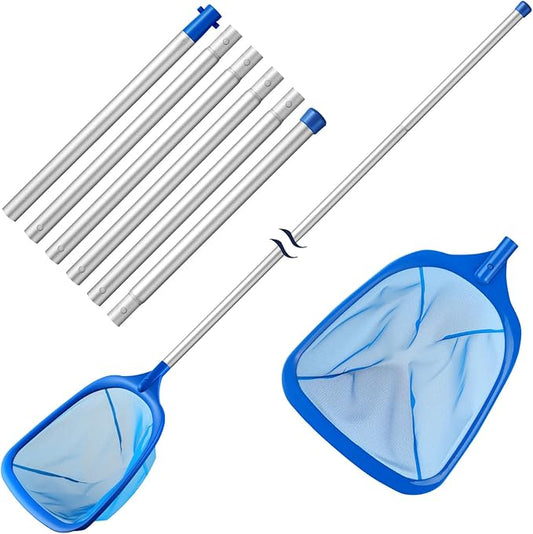 Tavaleu Pool Skimmer Net, Deep Pool Leaf Net with Reinforced Frame, Large Capacity Rake Net for Cleaning, Debris Pickup Removal