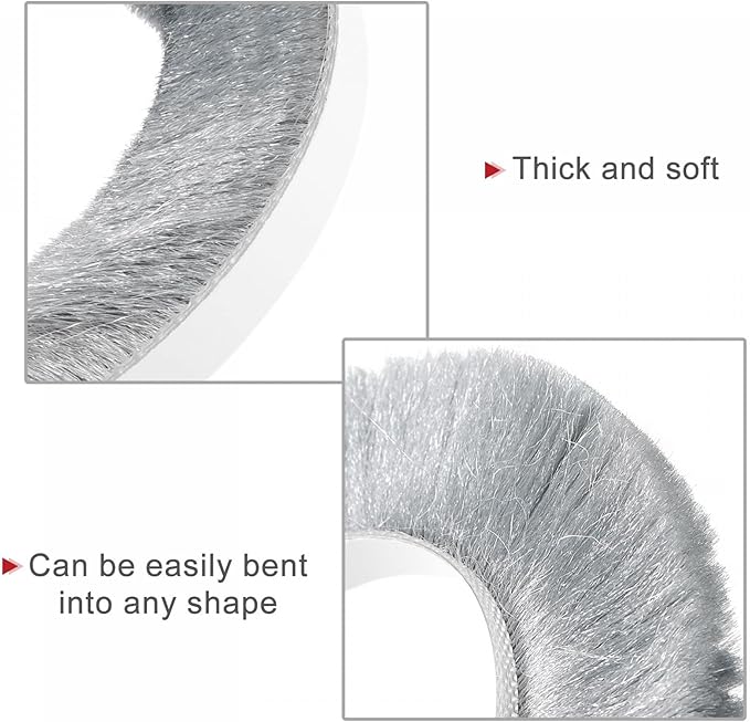 uxcell Weather Stripping Brush, 26ft L x 0.35" W x 0.9" H Self-Adhesive Seal Weatherstrip Sweep Brush Gray for Door Window