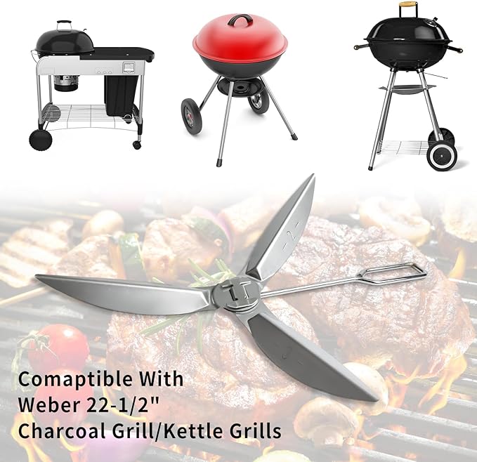 22.5-Inch One-Touch Cleaning System Kit – Stainless Steel Ash Removal Tool, Compatible with We BER 7444 Grill Parts