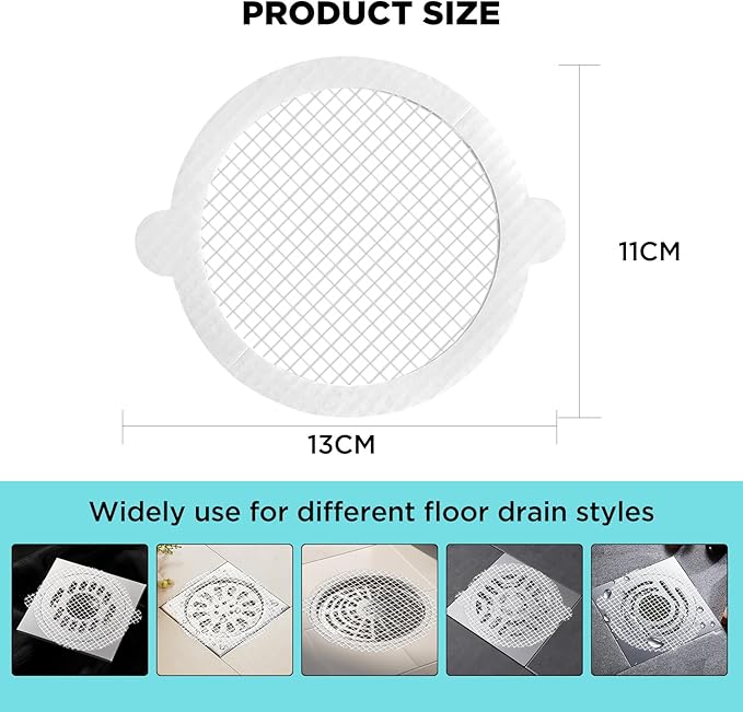 35 Pack Disposable Floor Drain Stickers, Hair Drain Stickers Disposable Shower Drain Hair Catcher Bathroom Accessories Bathtubs Mesh for Bathroom,Kitchen,Shower,Laundry (Round-35PC)
