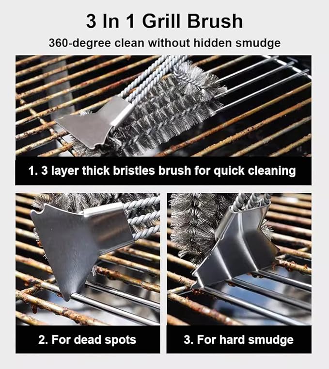 Grill Brush Grill Cleaning Kit, Grill Cleaner BBQ Grill Accessories Grill Rescue Brush, Grill Brush for Outdoor Grill BBQ Brush for Grill Cleaning (Pack of 1)