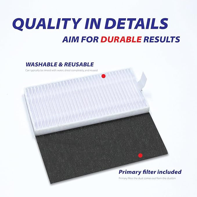 Replacement Parts Fit For Dustin Self-Emptying Robot Vacuum/Fit For Bobsweep Pet24-7-913, Fit For Ultravision Robot Vacuum/Fit For Bobsweep Pet24-7-213 (17PC-side brush& mop& main brush& filter)