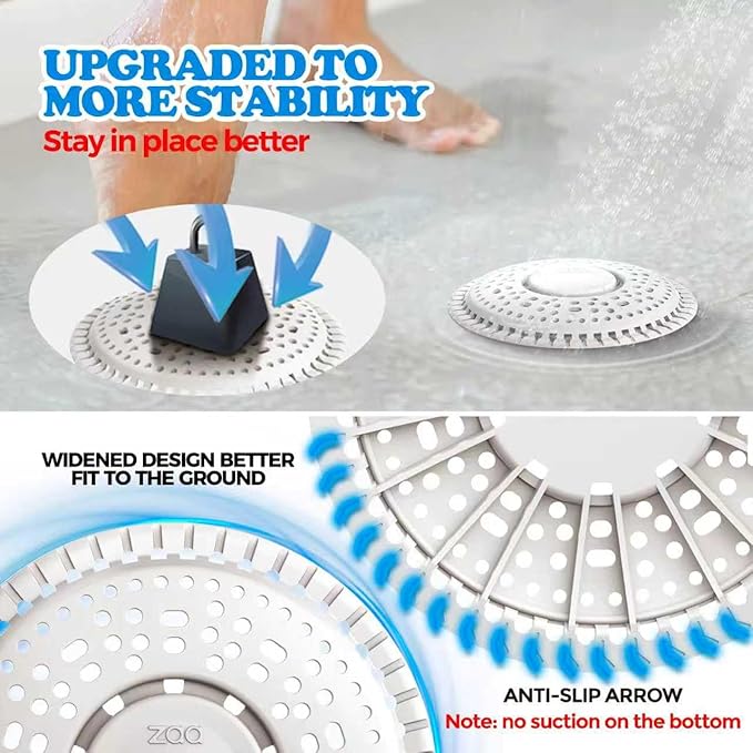 zaa Shower Drain Hair Catcher, Premium Silicone Drain Protector & Shower Drain Cover for Regular Drains of Shower Room, Bathroom, LightGray