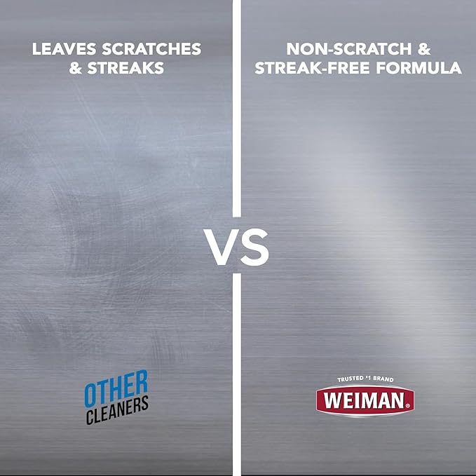 Weiman Stainless Steel Cleaner Kit - Removes Fingerprints, Residue, Water Marks, and Grease