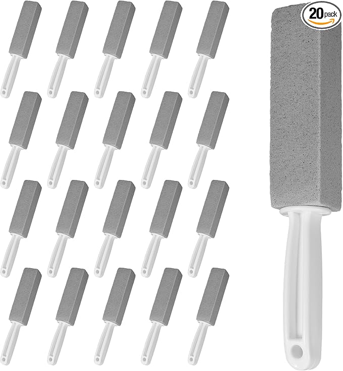 20Pcs Pumice Stone for Cleaning, Pumie Scouring Stick with Handle, Toilet Stone Brush Block, Hard Water Stain Remover for Toilet, Bathtubs, Sinks, Swimming Pools, Grills