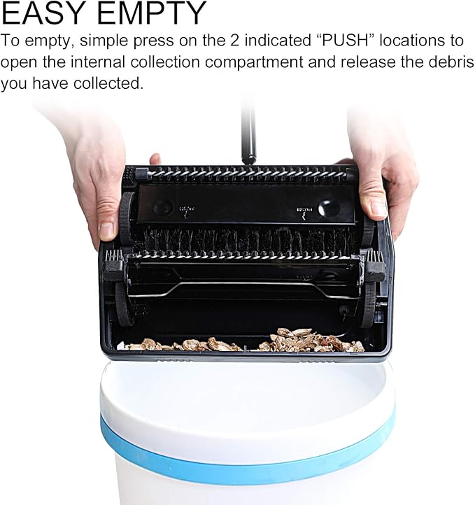 Yocada Carpet Sweeper Cleaner for Home Office Low Carpets Rugs Undercoat Carpets Pet Hair Dust Scraps Paper Small Rubbish Cleaning with a Brush Black