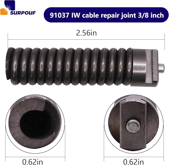 91037 IW Cable Repair Coupling 3/8-Inch Compatible with Drain Cleaning Cable (1)