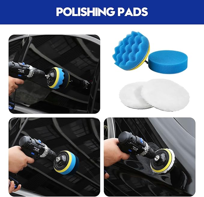 Qydipclin 45Pcs Car Detailing Kit, Car Detailing Brush Set, Car Wash Cleaning Kit, Car Detailing Brushes, Professional Car Care Kit for Interior Exterior Wheels, Blue