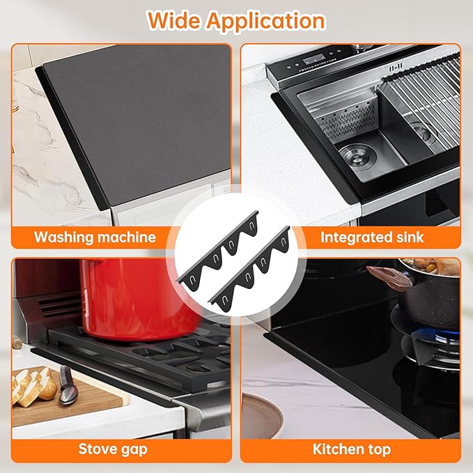 Stove Gap Covers Stainless Steel - 2 Pack Stove Gap Filler, Retractable Length 13.8" to 27.5", Width 0.79" Stove Side Gap Covers for Kitchen, Range Trim Kit, Heat Resistant Gap Guards for Gaps