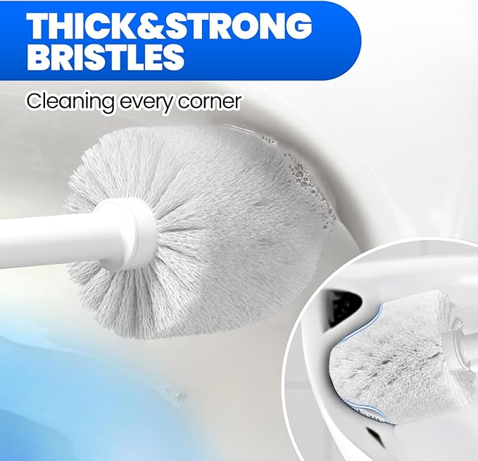 2 in 1 Toilet Brush and Plunger Set, Extended Handle Plunger,Toilet Bowl Brush Plunger Set,Gap Brush，Cleaning Gloves，Bathroom Cleaning Tools，Toilet Brush Plunger Combo，Light Grey
