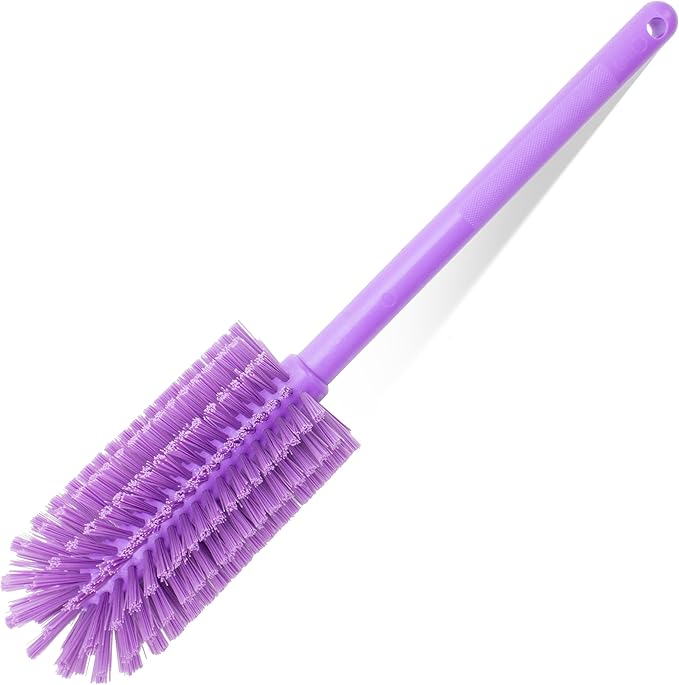 SPARTA Large Water Bottle Brush Ideal for Wide-Mouth Jars, Bottles and Tumblers, Dishwashing Tool with Handle for Home and Commercial Kitchens, Plastic, 16 Inches, Purple, (Pack of 4)