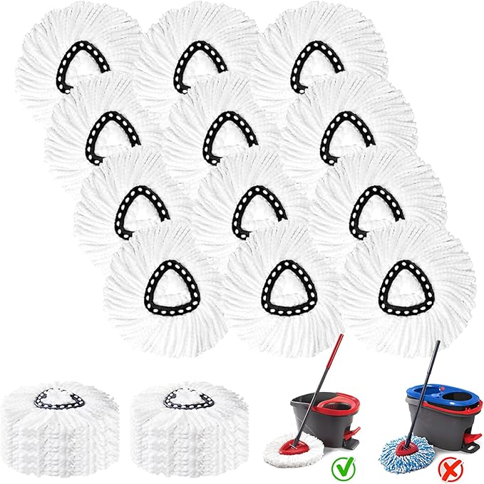 15 Pack Spin Mop Replacement Heads, Mop Replace Head Easywring 1-Tank System, Mop Head Replacement for Hardwood Floor Cleaning, Machine Washable and Easy to Replace