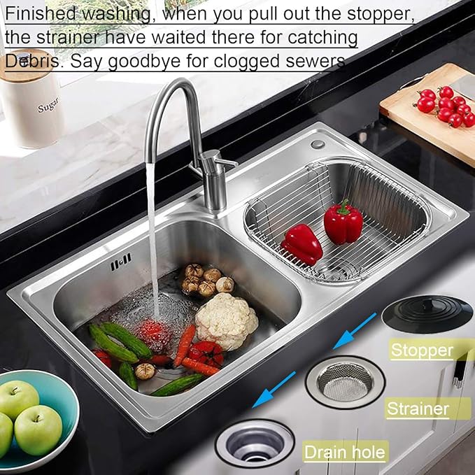 2PCS Kitchen Sink Strainers, Sink Drain Filter, Sink Basket Strainer, 4.5 Inch Stainless Steel Sink Drain Strainer, Food Scraps Catcher for Kitchen