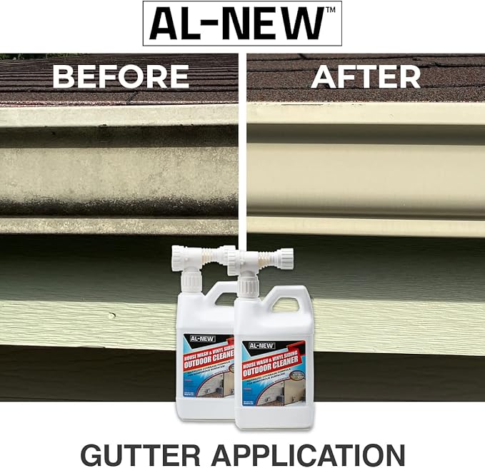 AL-NEW Outdoor Cleaner Combo Pack of 2 | Versatile Outdoor Cleaner Perfect For Use On Vinyl Siding, Composite Decking, Wood Fences, Outdoor Patios, Gutters, & More (Outdoor Cleaner Hose-End Combo Pack)