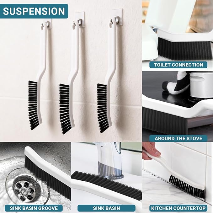 11PCS Crevice Cleaning Brush Set, Hard Bristle Gap Cleaning Tool, Deep Clean Brush for Kitchen Bathroom Sink Grout Corner Crevice & Tight Spaces