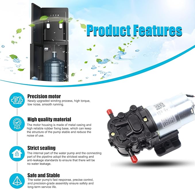 GMB-D-23130 Water Pump, DC 12V, 0.32 GPM, Compatible Primo Water Dispenser Parts, Avalon Water Dispenser Parts, Brio Bottle Bottle Water Cooler Water Dispenser Parts Replacement Replace DP005A2