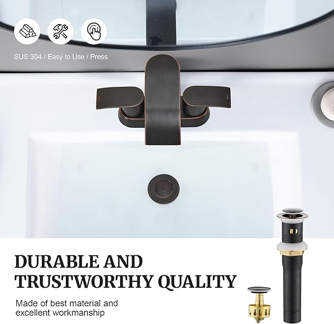 Pop up Sink Drain Stopper for Bathroom Vessel Vanity Sink Art Basin Oil Rubbed Bronze, Small Cap with Overflow, Metal Pop-up Drain Strainer with Detachable Basket Stopper