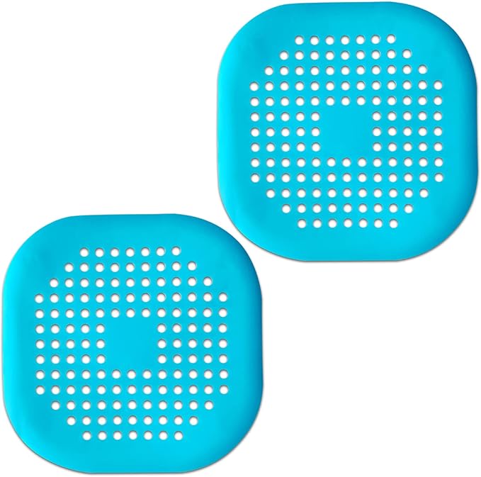 2 Pieces Shower Drain Hair Catcher Bathtub Stopper Home Drain Protectors Drain Cover with Sucker Water Trap Sink Cover for Bathroom Bathtub and Kitchen (Blue,Blue)