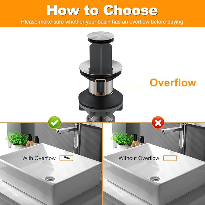 Pop-up Sink Drain Stopper with Lift Rod - Universal Bathroom Sink Drain Kit for Lavatory & Vanity Sink with Overflow, Fit Most US Drains (Brushed Nickel)