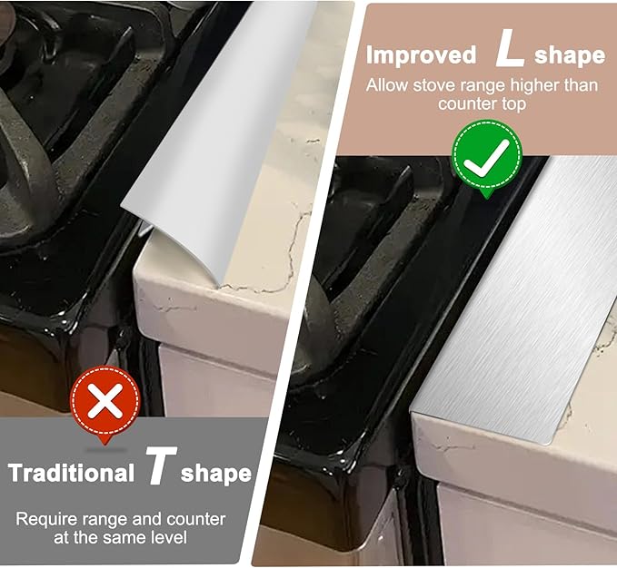 Stainless Steel Stove Gap Covers, Stove Gap Filler, Oven Gap Filler, Range Trim Kit in Kitchen, JessWednes 2 PCS Extendable Guard 13.8" to 27.5", Width 0.79", Heat Resistant and Easy to Clean (SILVER)