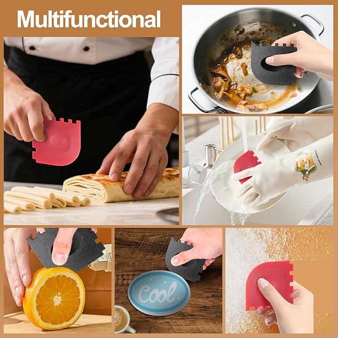 Pan Scraper Grill Scraper Grill Pan Scrapers cast Iron Scraper Grill Brush Scraper pan Scraper 2Pcs＋1pcs Cleaning Brush (3pcs Set)