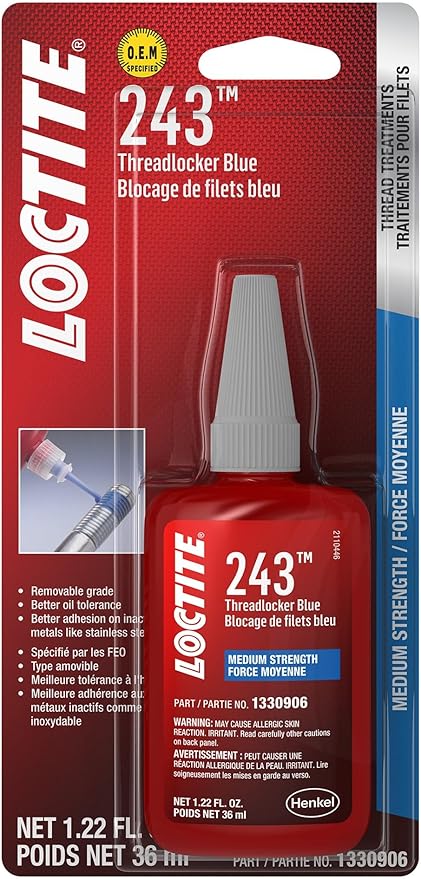 Loctite 1330906 243 Medium Strength Surface Insensitive Threadlocker