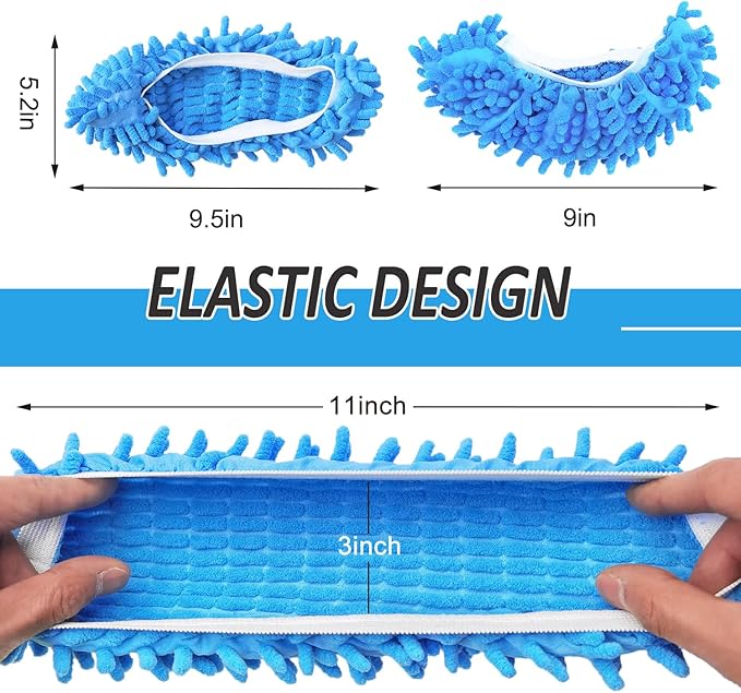10 Pcs Shoes Cover Dust Duster, Washable Mop Slippers Shoes for Floor Cleaning, Reusable Microfiber Duster Mops for House, Office, Bathroom, Kitchen Cleaning (5Pairs)