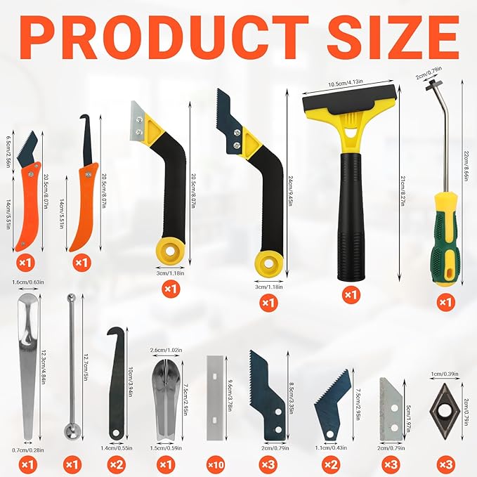 37Pack Grout Removal Tool Kit, 3 Tile Grout Saws 2 Hand Grouts Saw with Extra Cleaning Blades, Bathroom Showers Caulking Removal Tools for Cleaning Floor Tile Grouts Joints Corners