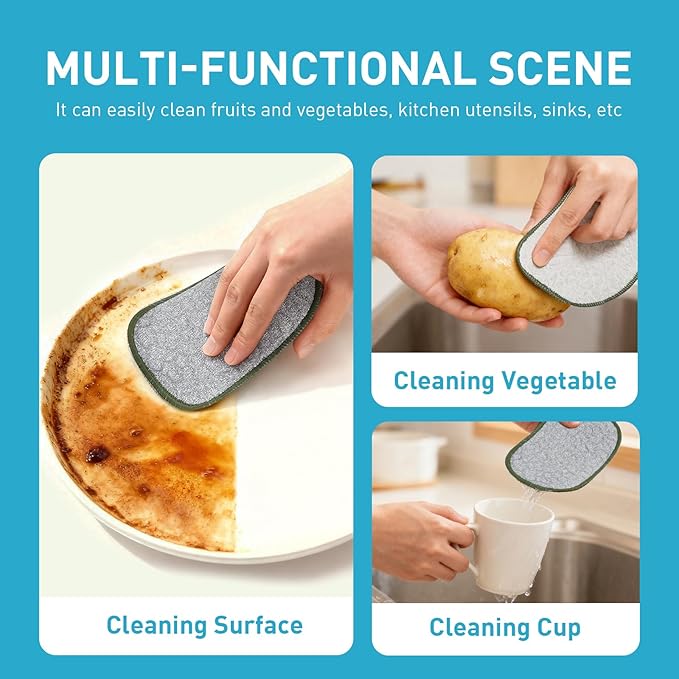 New Upgrade Non Scratch Wire Dishcloth, Multipurpose Wire Dishwashing Rags for Kitchen, Wet and Dry, Sinks, Cookware, Stove, Easy Rinsing, Reusable (6pcs, Small)