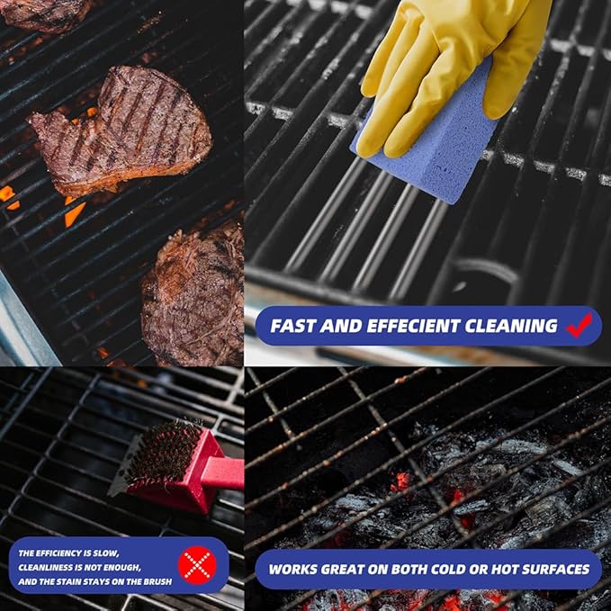 Multiuse Magic Cleaning Stone Barbecue Grill Cleaner Griddle Scraper for Removing Stains BBQ Grease，4 Pack Blue Clean Block Clean Brick Cleaning Brush for Flattops Cookers Pool Racks Toilet Utensils
