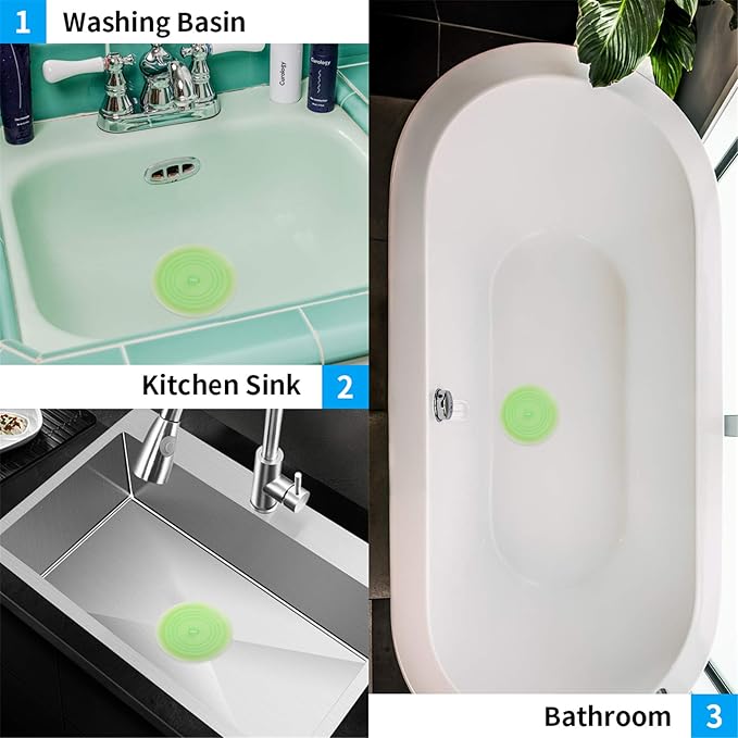 tifanso Silicone Tub Stopper Recyclable Bathtub Drain Stopper Upgraded Drain Plug Cover for Bathrooms and Laundries Kitchen Universal Use 6 inches (Jelly Green)