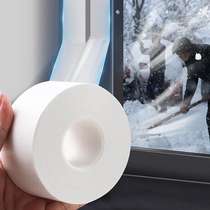 Qoqooice Window Weather Sealing Tape 2 Inch x 90 FT Weather Stripping Residue-Free Window Seal Insulation Tape for Doors Windows and Shower Glass Gaps White