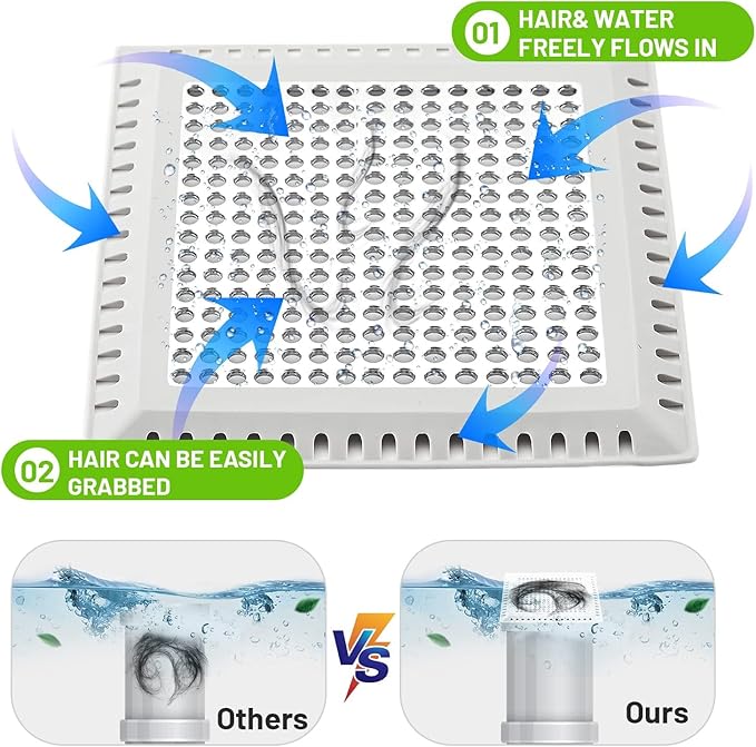 Shower Drain Cover Shower Drain Hair Catcher Strainer for Bathroom Floor,Durable Square Shower Hair Drain Catcher to Keep Away from Clogged Drain-No Rust!