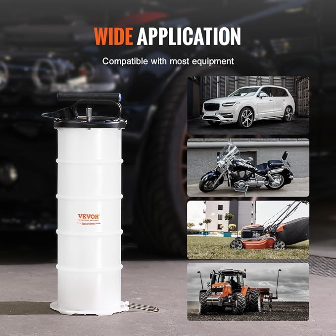 VEVOR 6.5L Manual Fluid Extractor Pump, Oil Changer Vacuum Fluid Extractor, Oil Extractor Change Pump for Automotive, Oil Change & Fluid Change Tool with Dipstick and Suction Hose (6.5L)